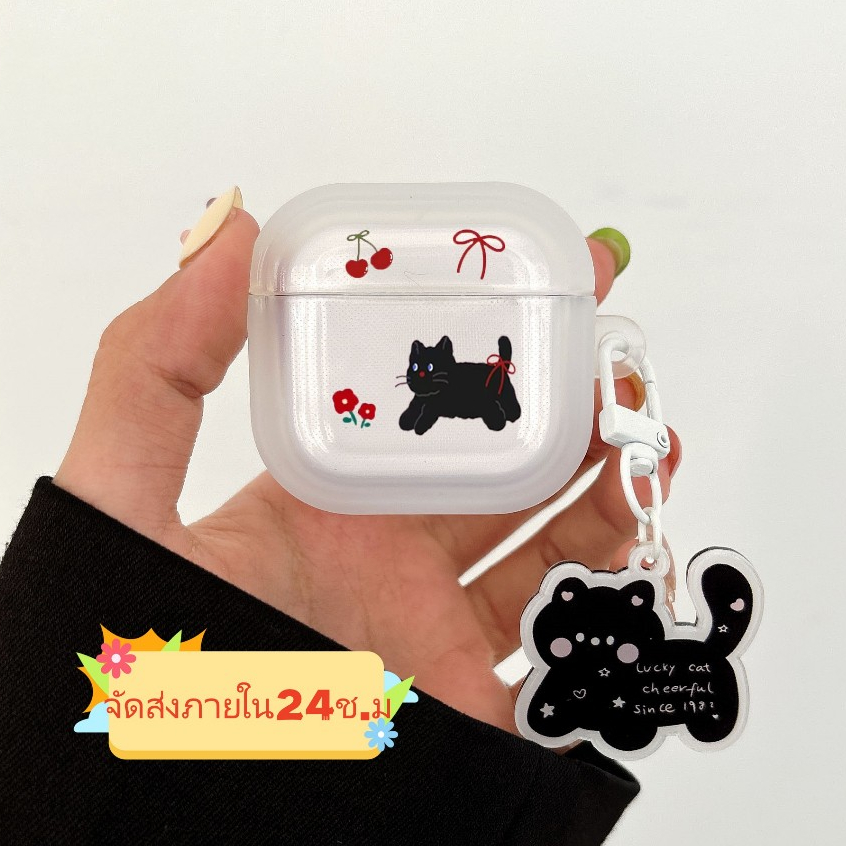 จัดส่งภายใน24ช.ม Y2K เคส Airpods 4 3 pro 1 2 ลายแมวน่ารัก ประดับโบว์ การป้องกันการตก ซิลิโคนนิ่ม Soft Case Airpod gen3