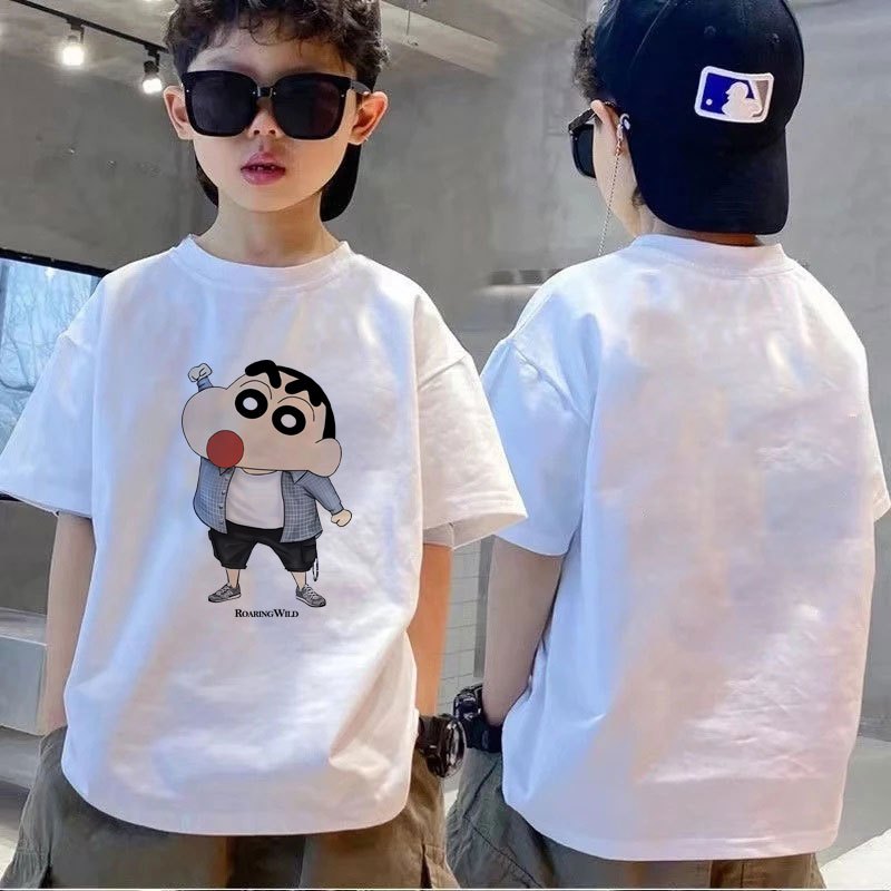 Yout-children ของเด็ก เสื้อยืด การ์ตูนน่ารัก วงกลม tops ทรงหลวม oversize แฟชั่น เด็กผู้ชายเด็กผู้หญิง ชุดไทยเด็ก