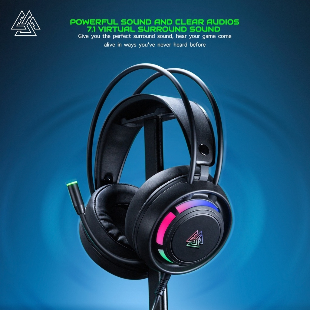 EGA หูฟังเกมมิ่ง Type H12 Headphone 7.1 ไฟ RGB port USB 2.0 Gaming Headset ประกันศูนย์ 2 ปี