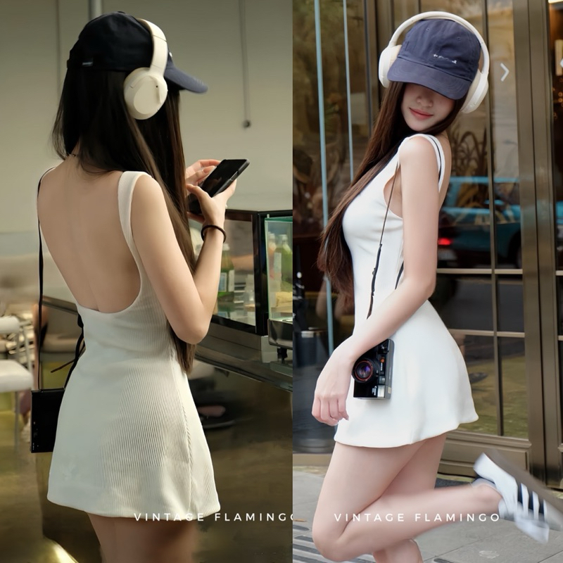 Vintage Flamingo- Naomi Dress เดรสสั้นเว้าหลัง