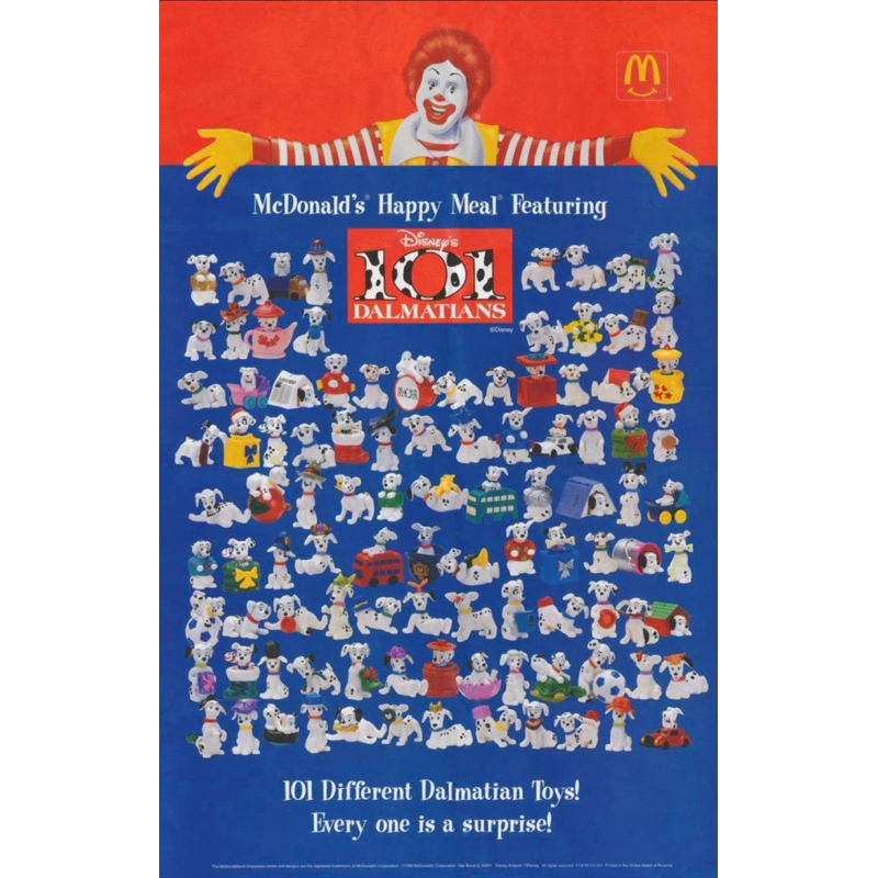 พร้อมส่ง 101 Dalmatians PVC Figures McDonald’s, 1996 ใหม่ยังไม่แกะซิล