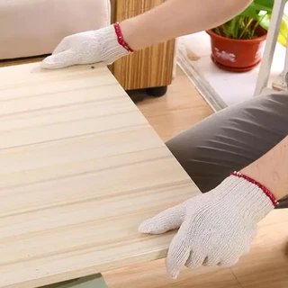 (12คู่) ถุงมือผ้าทอ ถุงมือถักด้ายคอตตอน ใช้ป้องกันของมีคม กระชับข้อมือ ไม่หลุดง่าย Sumo
