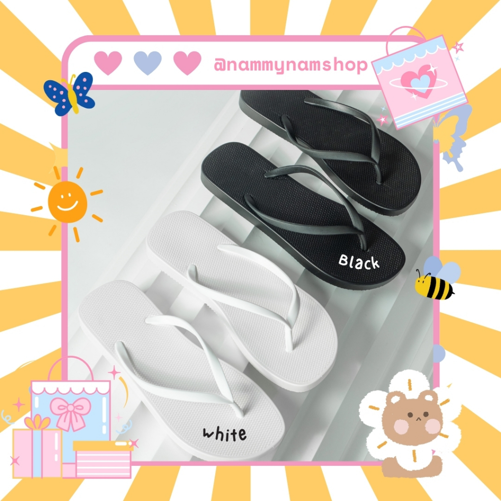 **ส่งด่วนภายในวัน** (มีไซส์ใหญ่ 36-45) รองเท้าแตะหูหนีบ งานเกาหลี สีพาสเทล สีพื้น