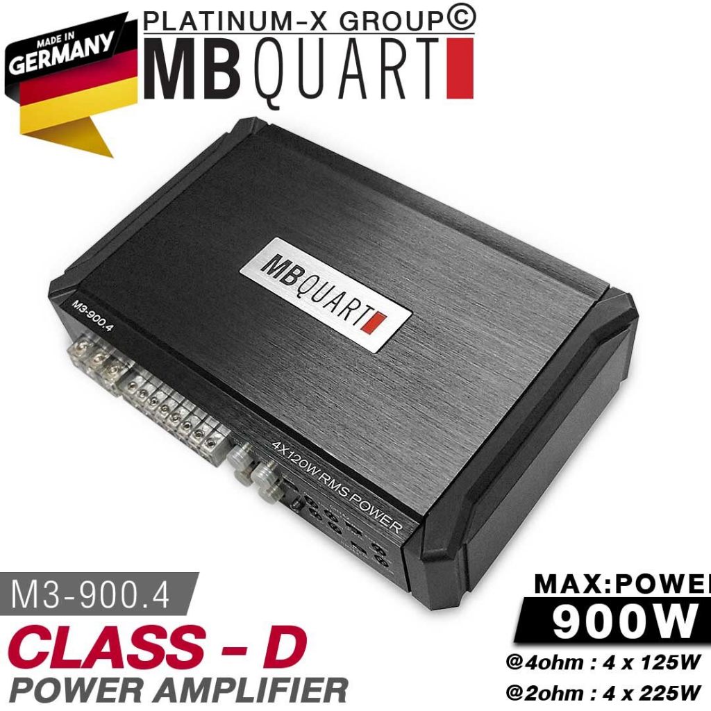 MB QUART ชุดเครื่องเสียงรถยนต์ เพาเวอร์แอมป์ CLASS AB D 4CH แบรนด์เยอรมัน M1-360.4 /M3-900.4 /MDSP