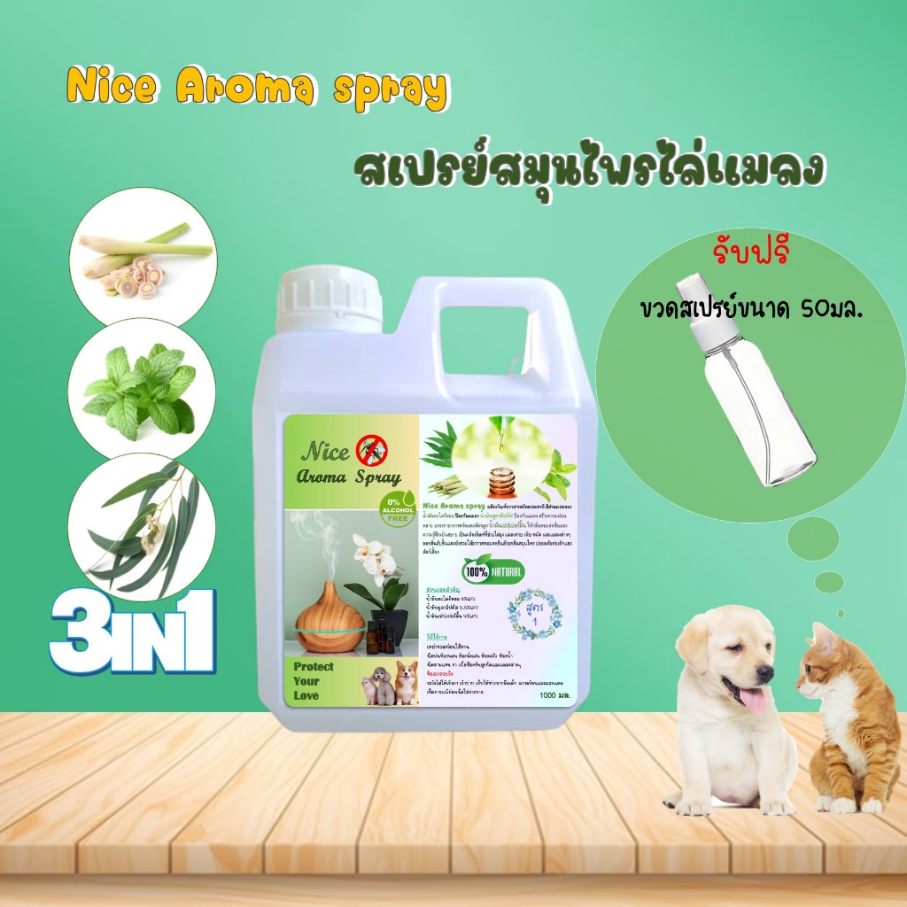 Nice Aroma spray ไนซ์อะโรมาสเปรย์ สเปรย์สมุนไพรไล่แมลง ไล่ยุง กันยุง ไล่มด แมลงเห็บ หมัด ปรับอากาศ ตะไคร้หอม ยูคาลิปตัส