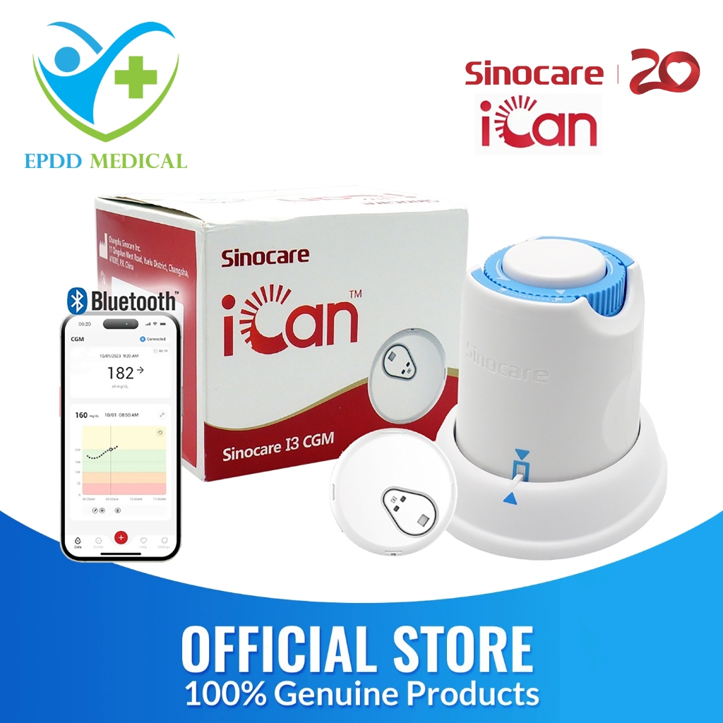 Sinocare iCan CGM 15 วัน เครื่องวัดระดับน้ําตาลในเลือดแบบต่อเนื่อง ส่วนลดพิเศษ 50 % รับประกัน