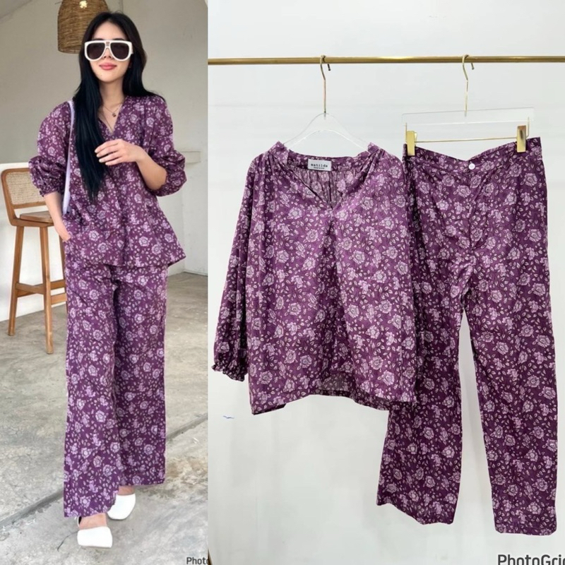 📌ทักก่อนสั่ง📌6009 ชุดเซท oversize ผ้าคอตตอนอินเดีย เสื้อคอปีนผ่า แขนยาว อก50” + กางเกงขายาว เอวสม็อค