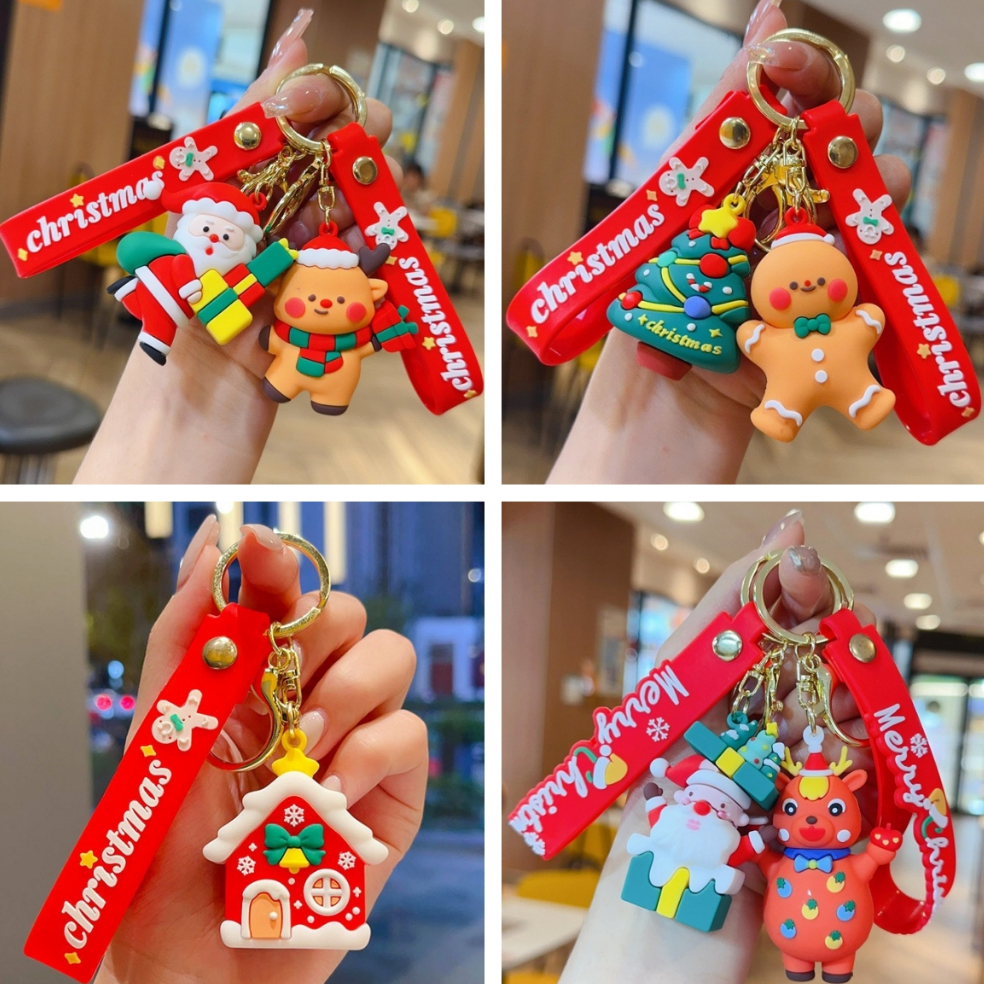 【สินค้าพร้อมส่งทันที】พวงกุญแจชุดคริสต์มาส ซานตาคลอส ตุ๊กตาหิมะ มนุษย์ขนมปังขิง พวงกุญแจวันหยุดคริสต์มาสต่างๆ Christmas