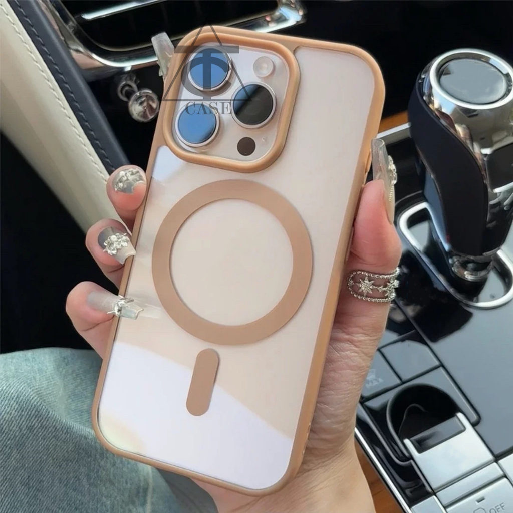 ขอบสี เคสโทรศัพท์แม่เหล็กสำหรับ iPhone 14 15 13 11 12 16 Pro Max 13pro 14pro 12pro 15PRO MAX วัสดุอะครีลิคเคลือบด้าน