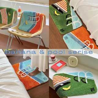 พรมแต่งบ้าน ขนนุ่ม ซับน้ำดี ดีไซน์เก๋ ไม่ซ้ำใคร 💖 my banana & pool คอลเลคชั่น ขนาดมาตรฐาน 60 × 40 cm