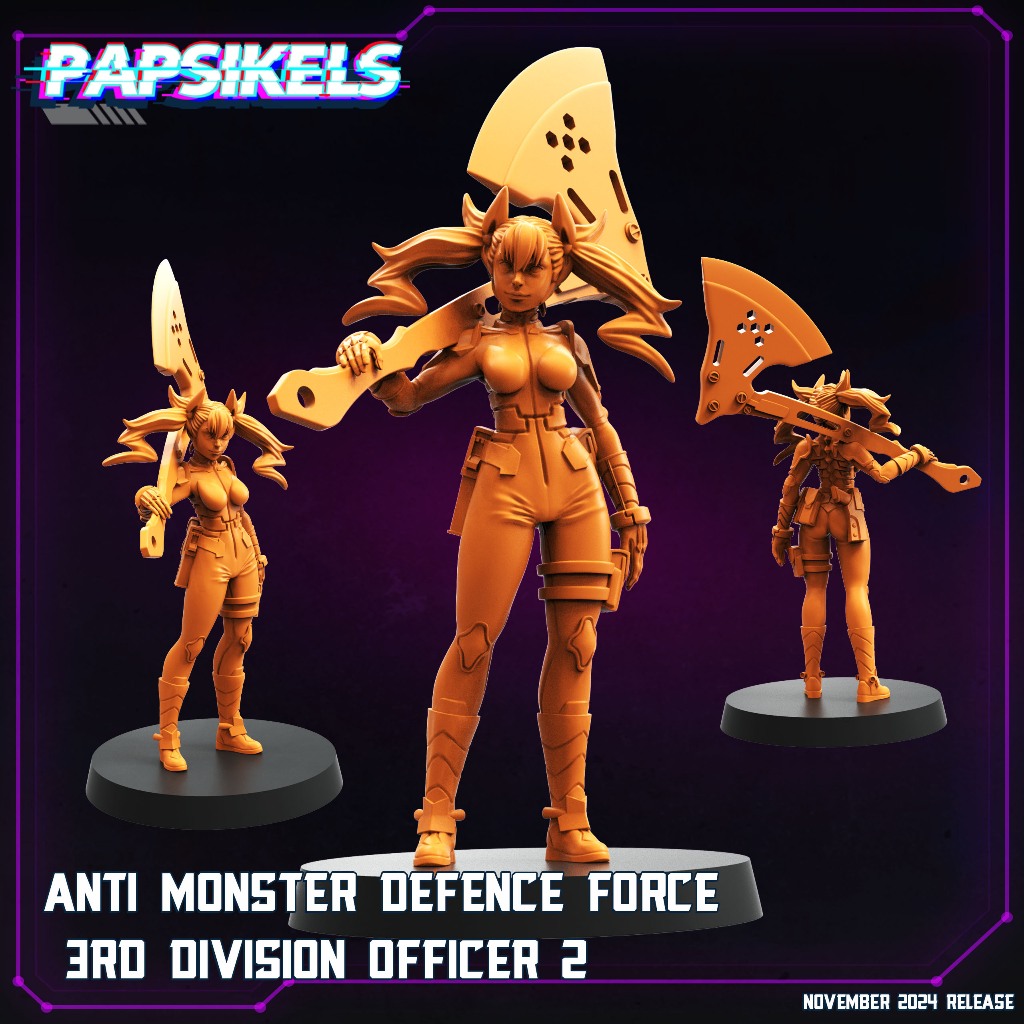AMDF 3rd Division Officer [2] - Monster No. 8 - Humanoid Human / 32mm scale 3D printed miniature PSK