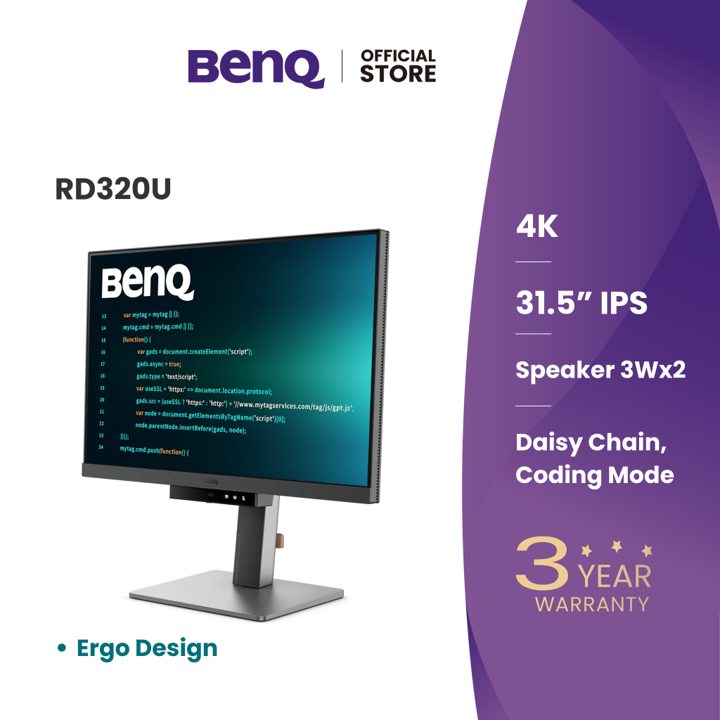 BenQ RD320U IPS 31.5นิ้ว 4K UHD Programming Monitor (Ultimate Coding Experience)