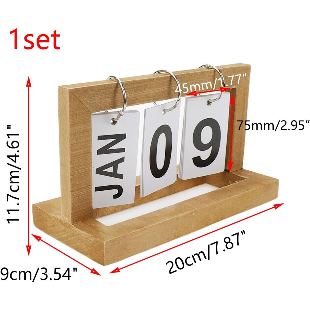 ปฏิทินหมุนหน้ากระดาษ ทำจากไม้ ตกแต่งโต๊ะ Wooden Calendar ปฎิทินตั้งโต๊ะ ของแต่งห้องสไตล์มินิมอล E71