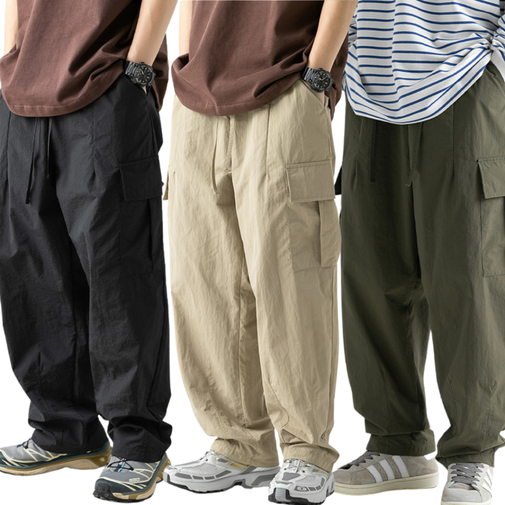 กางเกงคาร์โก้สไตล์ญี่ปุ่นผ้าไนลอน [ M,XL,3XL ] Cargo pants Japanese Style