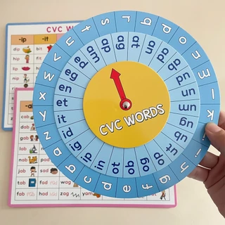 English CVC Words Spelling Matching Memory Game for Kids Kindergarten Phonics Sight Words Turntable Educational Toys