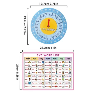 English CVC Words Spelling Matching Memory Game for Kids Kindergarten Phonics Sight Words Turntable Educational Toys