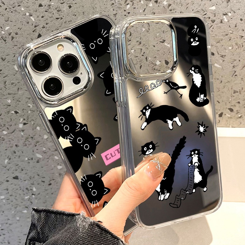 🔥COD🔥 Case เคส for iPhone 16 11 15 13 14 12 17 Pro Max เคสไอโฟน 11 16pro 15pro กรณีโทรศัพท์มือถือชุบกระจก เล่นแมวน้ำ