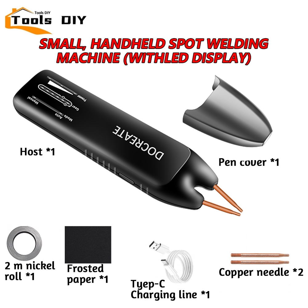 🔥🔥🔥เครื่องเชื่อมจุดมือถือ DoCreate-756 แบบพกพา ใช้แบตเตอรี่ลิเธียม 18650 สำหรับงาน DIY ขนาดเล็ก ใช้ง