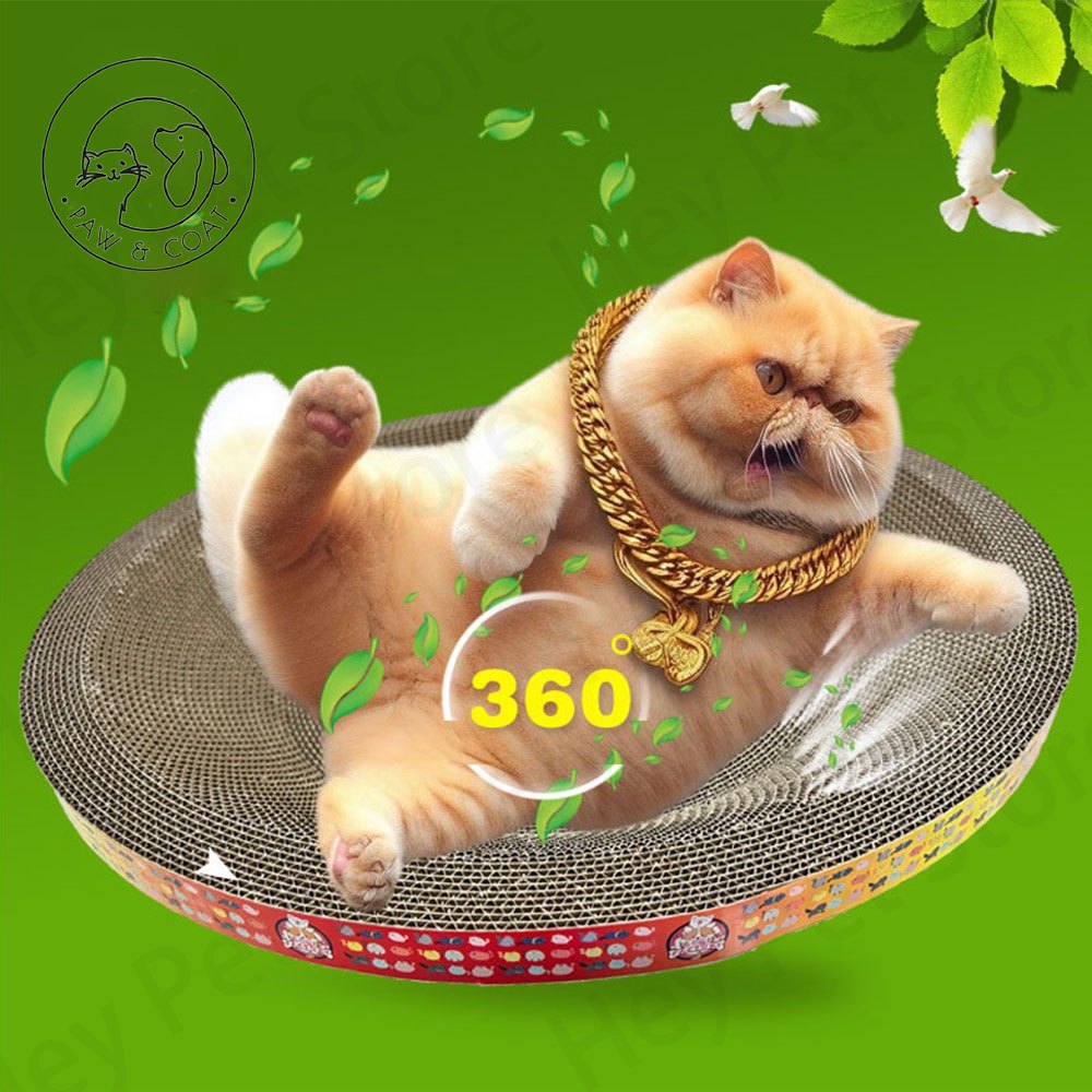 ที่ลับเล็บแมว แผ่นลับเล็บแมวทรงกลม กระดาษลูกฟูกกันลื่น ทนต่อการสึกหรอและไม่หลุด แผ่นลับเล็บแมวทรงกลม มี 4 ขนาด 40-55 ซม.