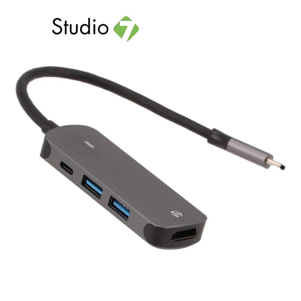 ยูเอสบีฮับ TECHPRO 4-in-1 USB Type-C Hub Multifunction Converter Grey by Studio7