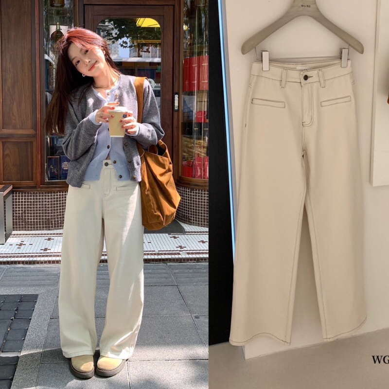 กางเกงขายาวสีครีมรุ่น 2932 TAG:WG.WE