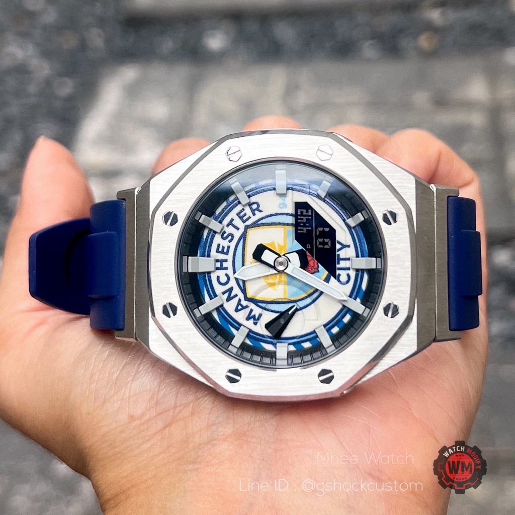 G-Shock Customized Ga-2100 Manchester City FC Stainless Rubber Strap