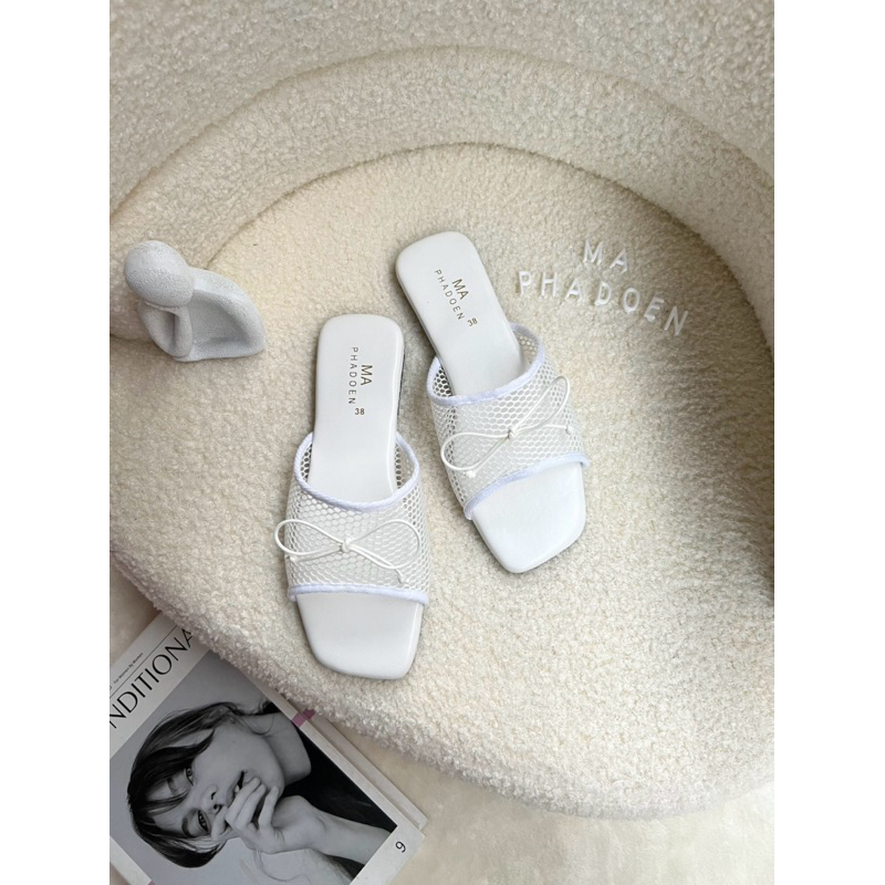 🎀Afashion🎀รองเท้าแตะผ้าตาข่ายผูกโบว์ น่ารักมากค่ะ นิ่มมากๆ 36-45 พร้อมส่งนะคะ