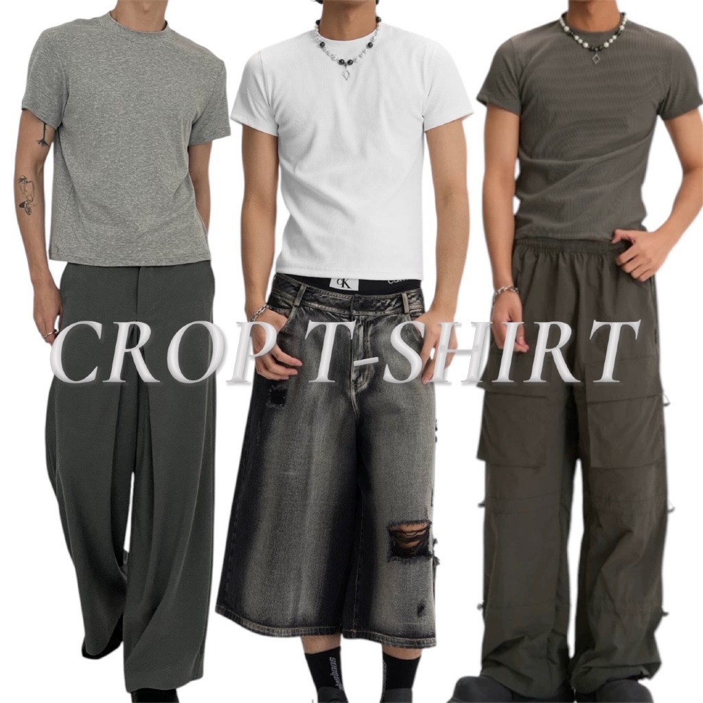 เสื้อยืดครอปผู้ชาย เสื้อยืดสั้น crop t-shirt