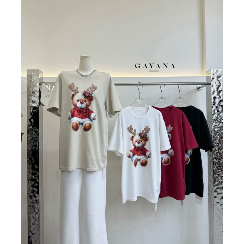 เสื้อยืด Christmas ทรงoversize ลายน้องหมี #TN10947