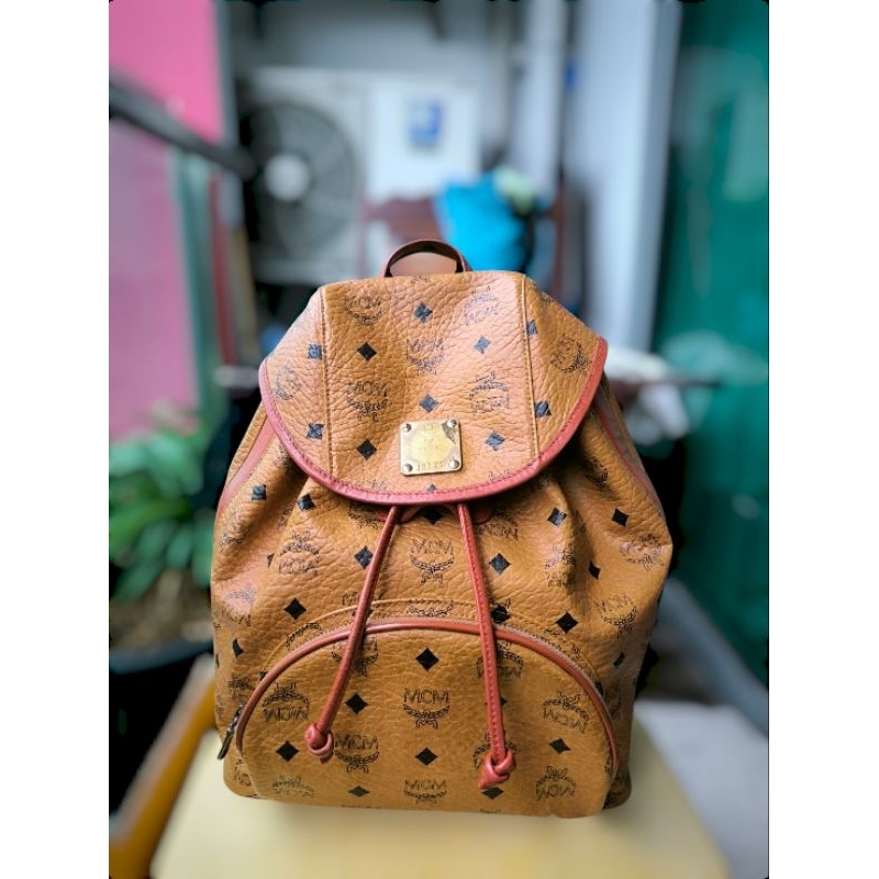 *ส่งต่อ* เป้ Bucket Vintage MCM Backpack รุ่น Limited สี Original Cognac ของแท้ 100%