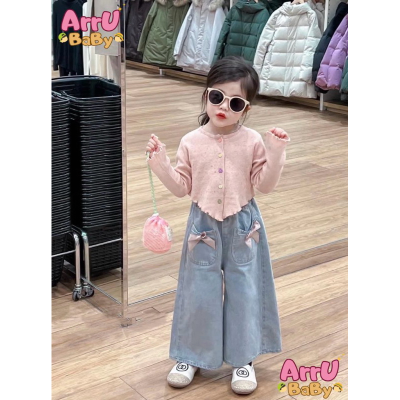 ชุดเซ็ตแฟชั่นเด็กผู้หญิง เสื้อ+กางเกงยีนส์(แท้) สไตล์น่ารัก สี ชมพู รหัส BPBG