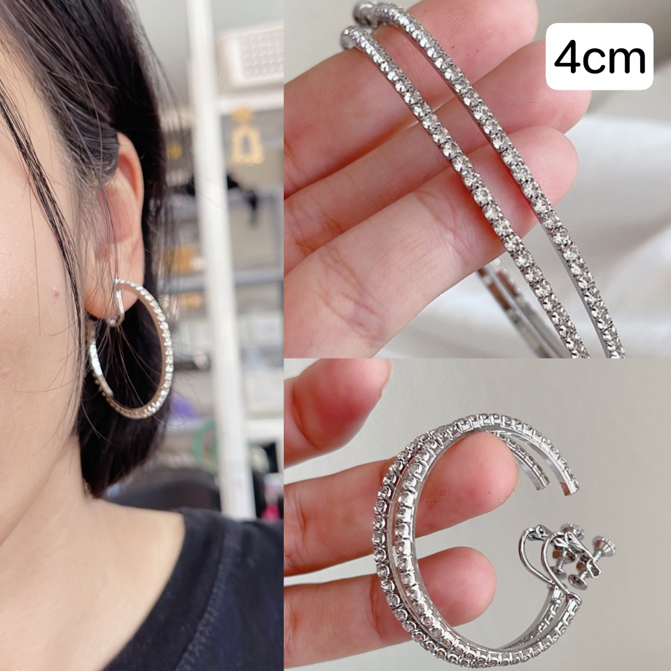 ต่างหูหนีบแบบห่วง 4cm 5cm 6cm 7cm สำหรับคนไม่เจาะหู แป้นสกรู ปรับความแน่นได้ ราคา ถูกที่สุด ดีลบีเคเค แกลเลอรีภาพที่ 6