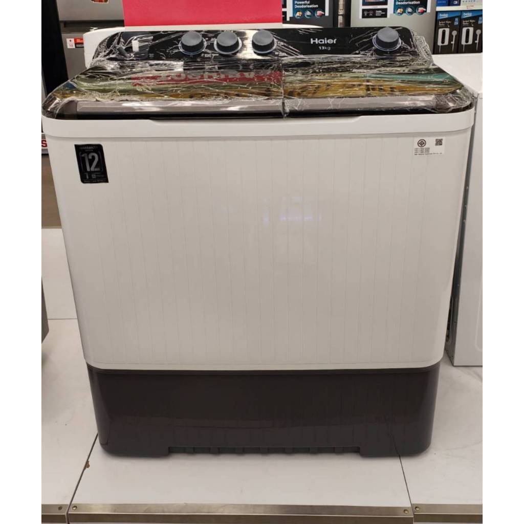 ราคาพิเศษHaier เครื่องซักผ้า 2 ถัง รุ่น HTW90 1217 (ซัก 9.0กก./ปั่น 4.5 กก.)รับประกันมอเตอร์ซัก12ปีตัวเครื่อง 1ปี แถมขา1
