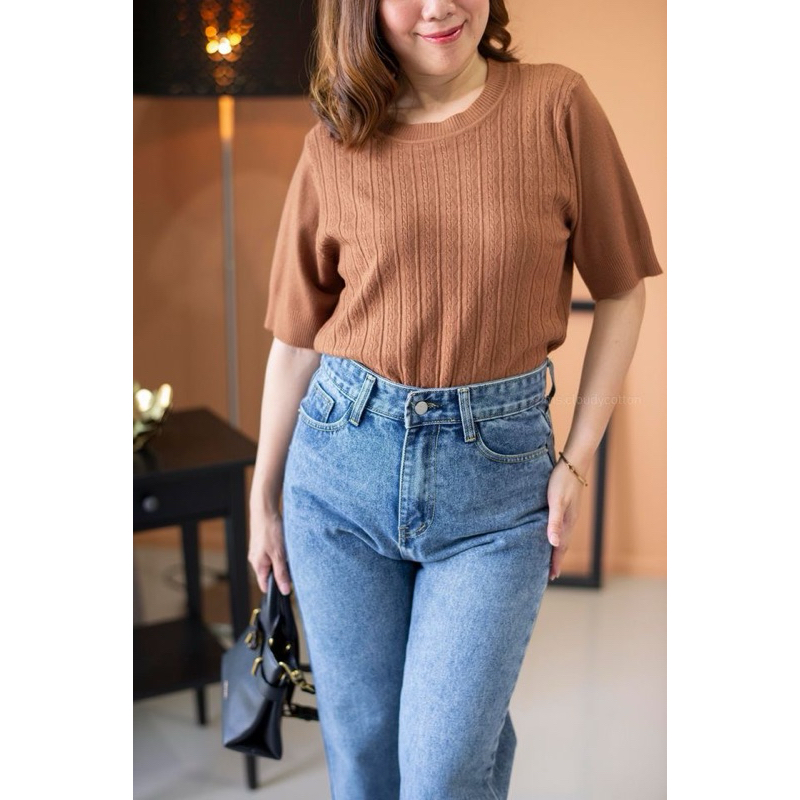ms.cloudycotton - Poppy Top เสื้อไหมพรม คอกลม แขนสั้น ผ้านิ่มมาก