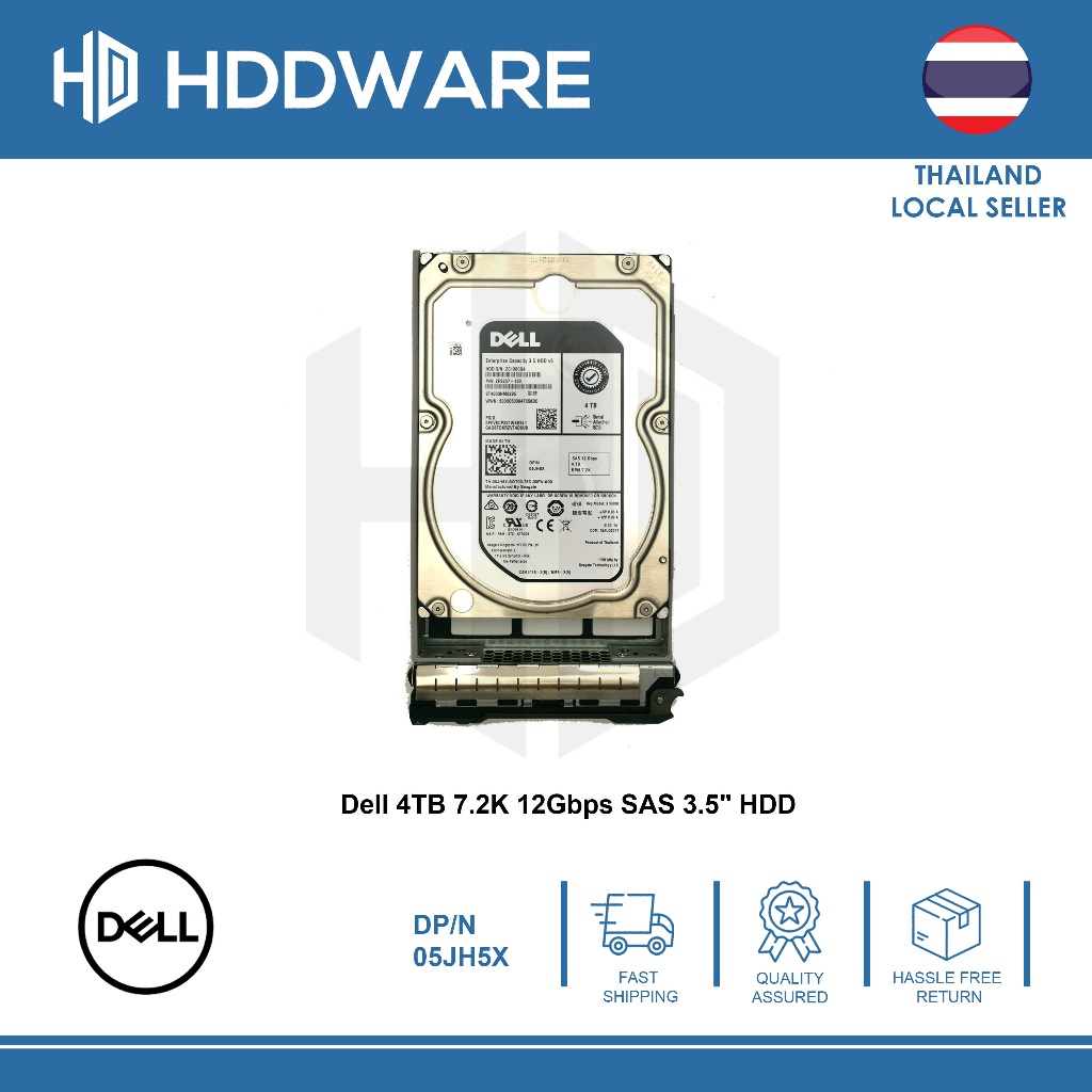 DELL 4TB 7.2K 12G SAS 3.5" 512n HDD // 05JH5X // 5JH5X // ST4000NM0295 // 2FS207-150