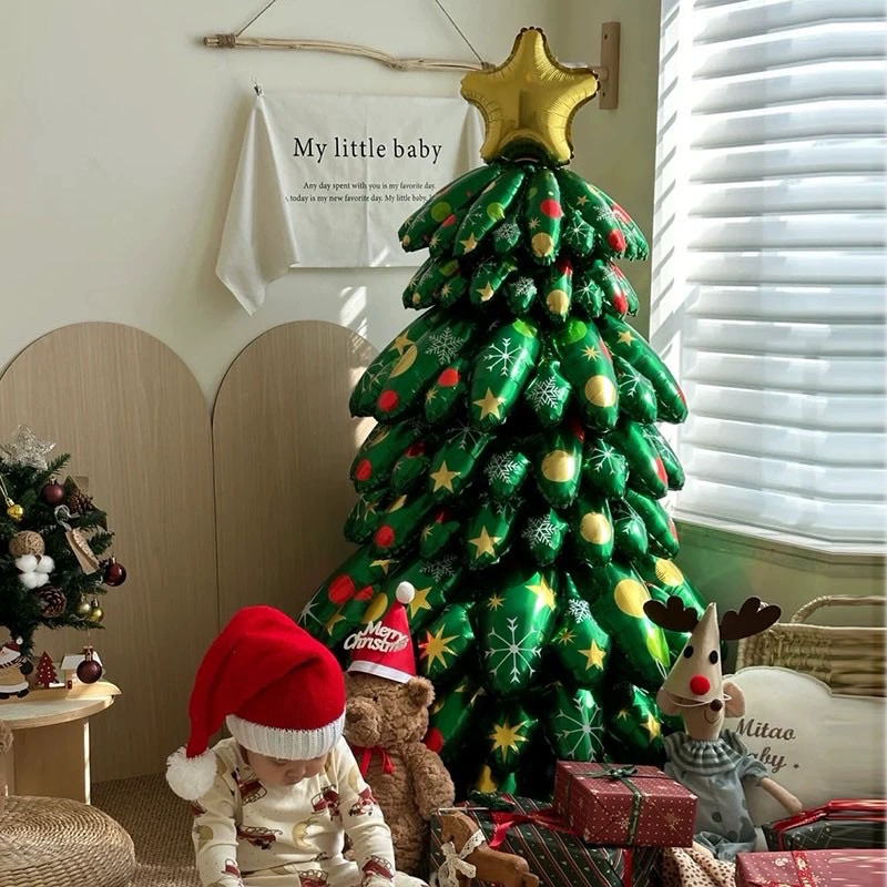 [พร้อมส่ง] ลูกโป่งฟอยล์ต้นคริสต์มาส ต้นคริสต์มาส ลูกโป่งฟอยล์Christmas ประกอบง่าย ตกแต่งปาร์ตี้ พรอพถ่ายรูป เด็กๆ ชอบ