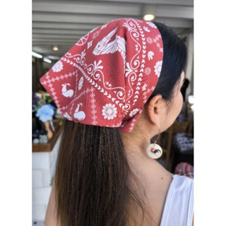 ผ้าโพกผม ผ้าผูกผม ผ้าพันคอ ผ้าพันกระเป๋า ลายลำปาง ลายก๋าไก่ …