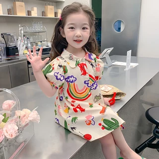 PRINCESS KESLI ชุดเดรส ลายกราฟฟิตี สำหรับเด็กผู้หญิง 1-9 ปี