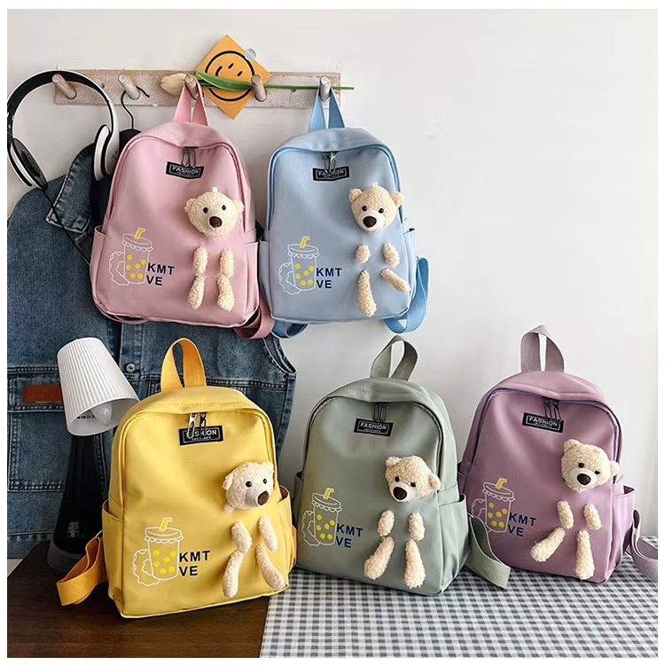 กระเป๋าเป้สะพายหลัง กระเป๋าเป้น้องหมี น่ารักใส่ของกำลังดี มีสีให้เลือกหลากสี สินค้าพร้อมส่ง #004