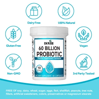 ISNIH Probiotics โปรไบโอติก 6 พันล้าน CFU ส่งเสริมสุขภาพทางเดินอาหาร ประกอบด้วยพรีไบโอติกและโพรไบโอติก