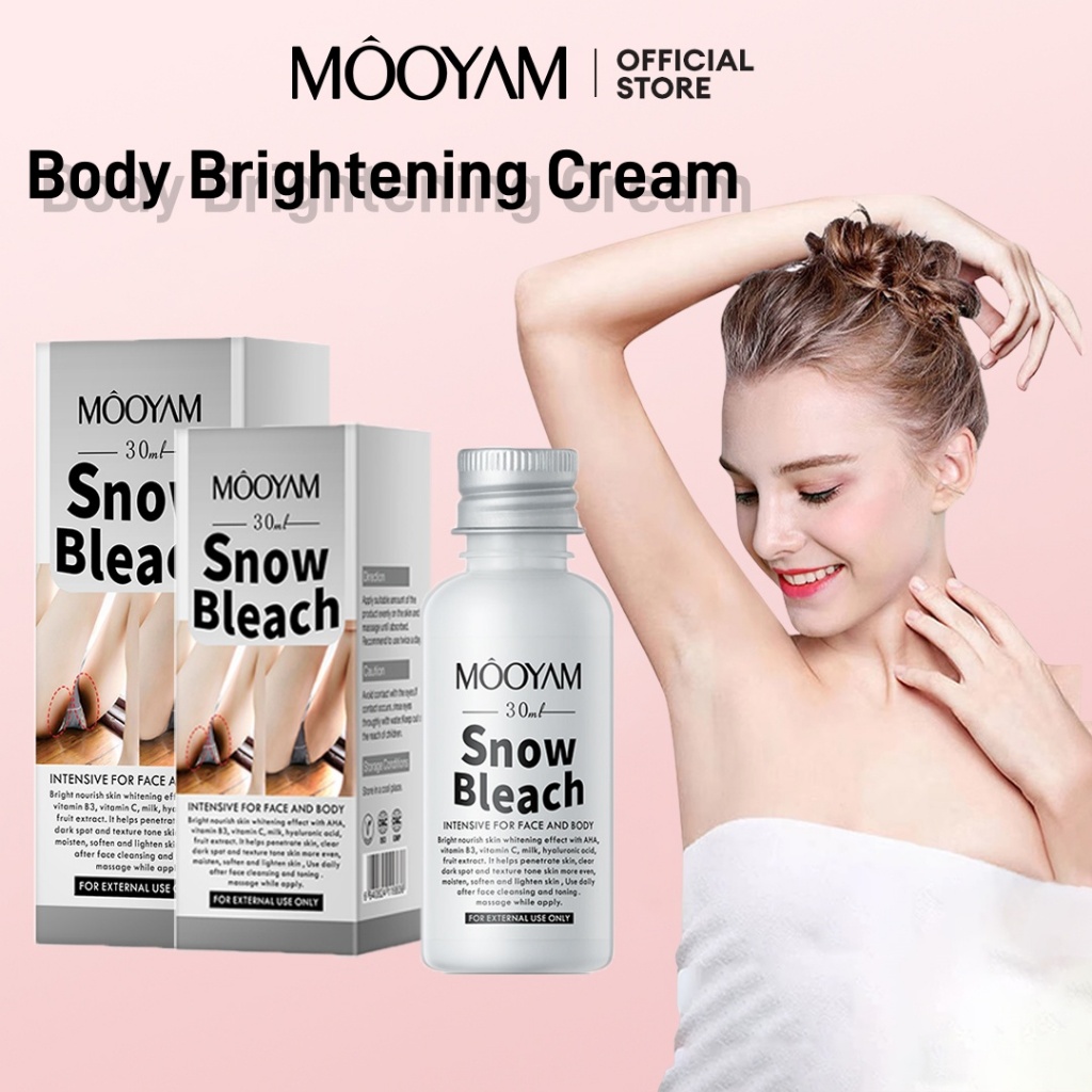 MOOYAM Body Whitening Bleach Cream ครีมฟอกขาวหิมะ โลชั่นทาตัวกับรักแร้หัวเข่ารักแร้ Snow Bleach Cream 30ml