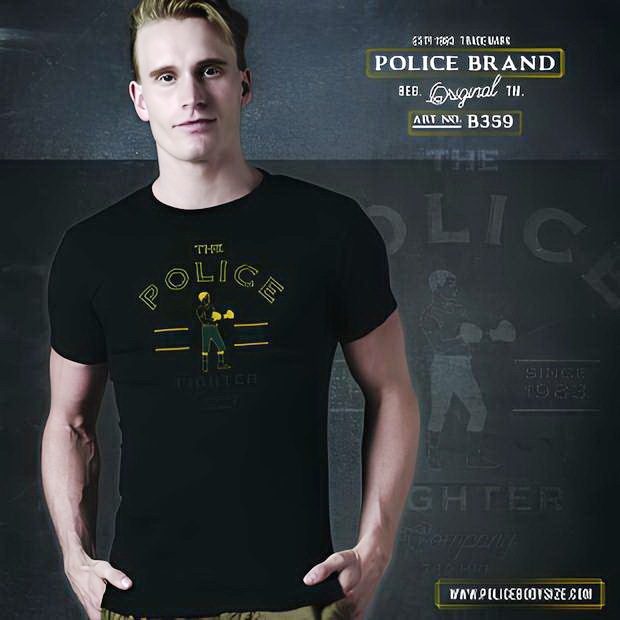 Police Bigsize ทรง Slim fit พอดีตัว สีขาว,ดำ,เทา (B359)