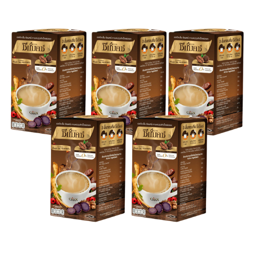 กาแฟซีแมคซ์ กาแฟเอสโอเอ็ม ซีแมคซ์ S.O.M. CMAX กาแฟผสมถั่งเชา โสม กระชายดำ 5กล่อง หมดอายุ15/12/25