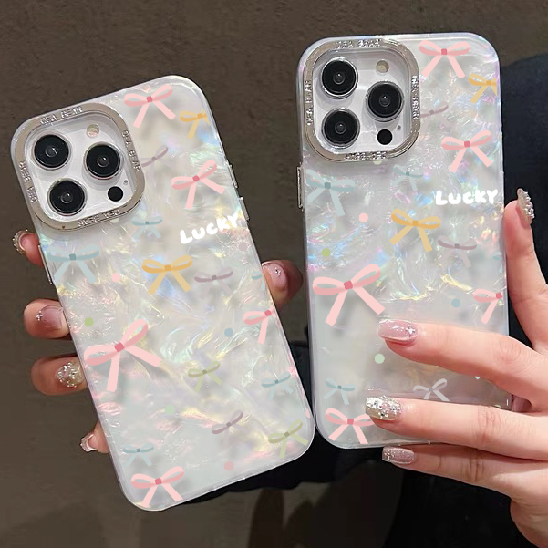 🔥GOOD🔥ส่งจากไทย เคสไอโฟน เคสโบว์สีเงินสีใสกากเพชร สำหรับรุ่นไอโฟน 16 7P 16PRO x xr xsmax 11 14 12 13 15 Pro max 16 Pro