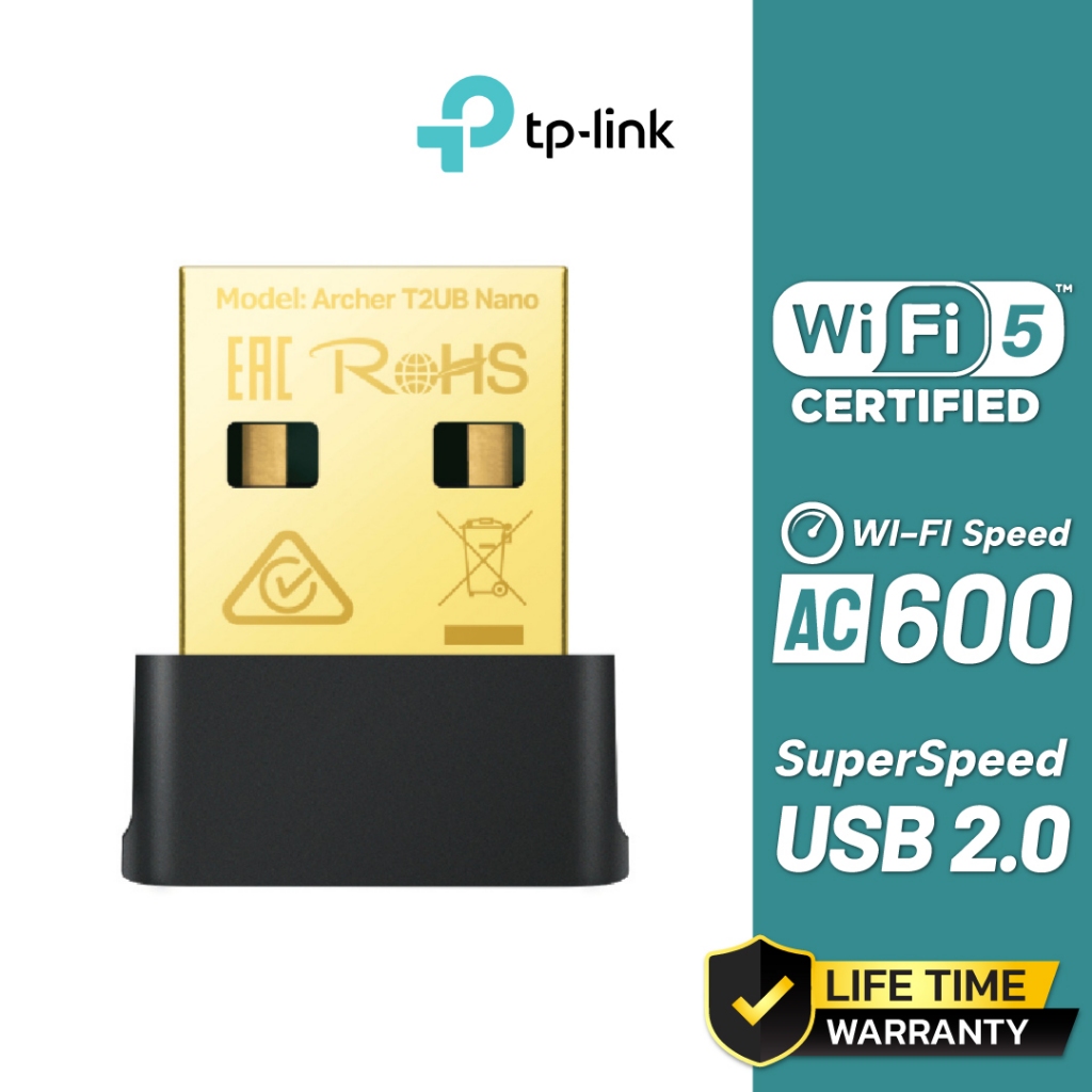 TP-LINK AC600 Nano Wi-Fi Bluetooth 4.2 USB Adapter รุ่น Archer T2UB NANO