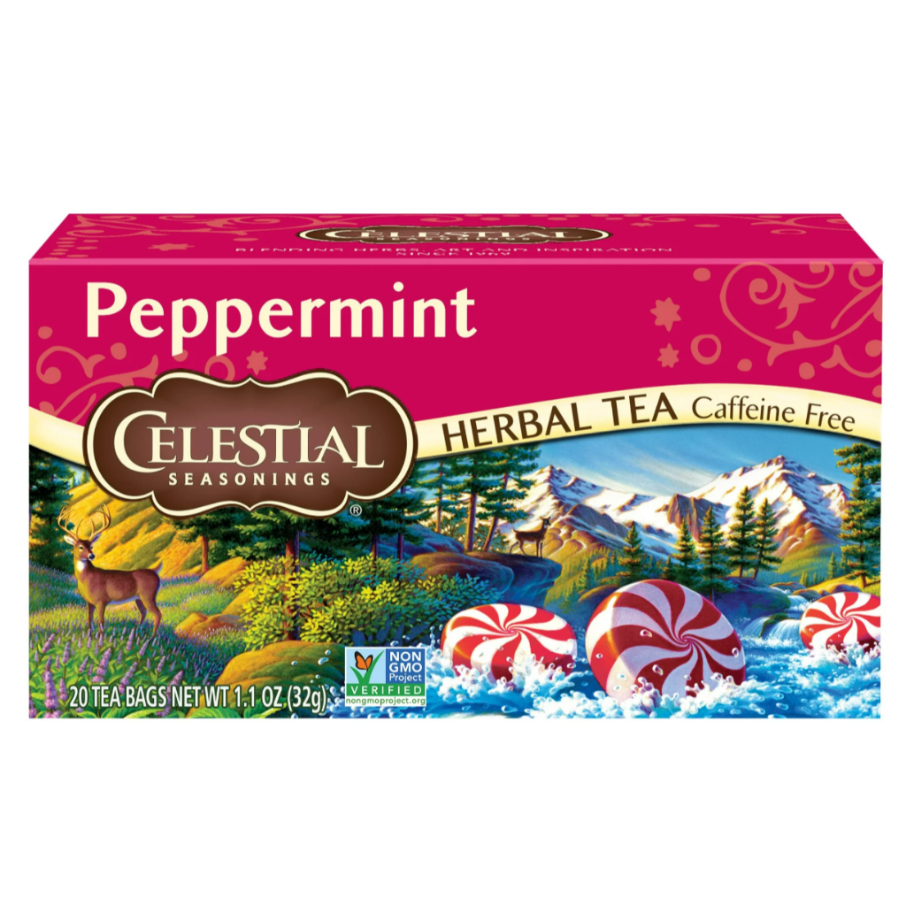 Celestial Seasonings Peppermint Caffeine-Free Herbal Tea Bags 20 Count เซเลสเชี่ยล ชาเปบเปอร์มินท์