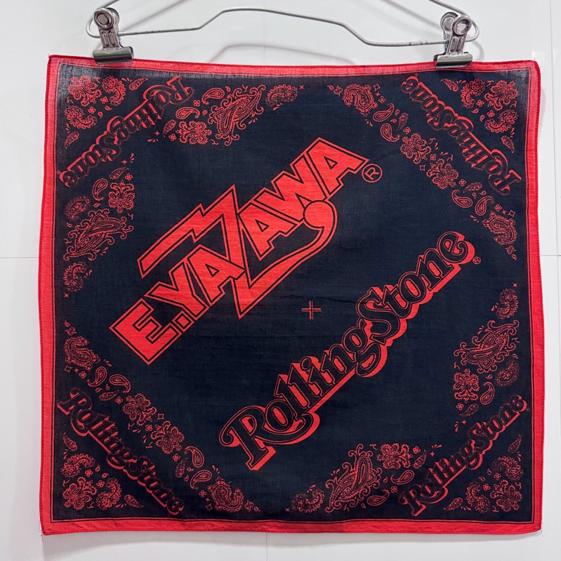 ผ้าเช็ดหน้า ผ้าโพกหัว Vintage Eikichi Yazawa Rolling Stones Red & Black Bandana งานวินเทจ มือสอง ของ