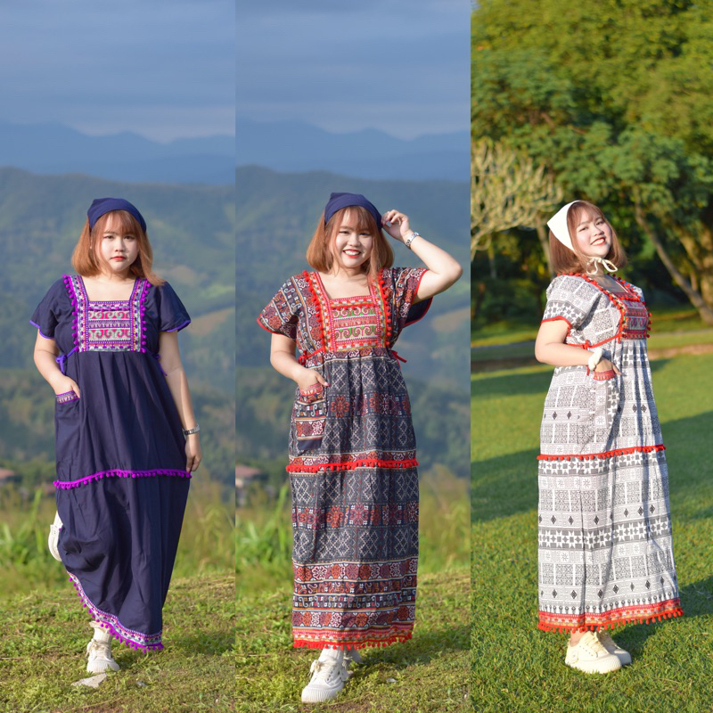 ชุดดอย(รุ่นเดรสยาวพิเศษเเต่งเทป)มีไซส์S-9XL