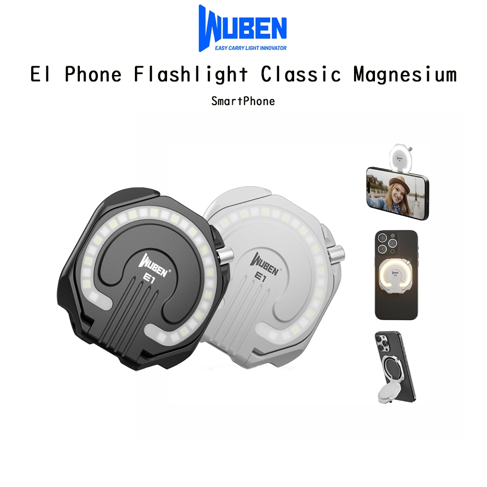 WUBEN E1 Phone Flashlight Classic Magnesium ไฟฉายพร้อมขาตั้งSmartphoneแบบแม่เหล็กเกรดพรีเมี่ยม สำหรั