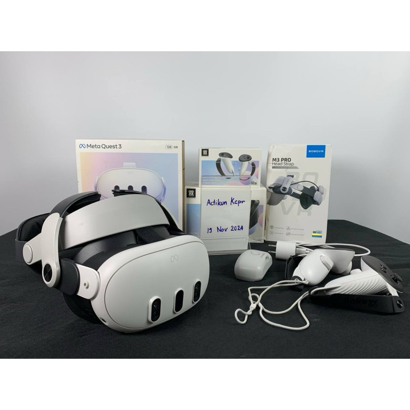Meta Quest 3 [128GB]+M3Pro  พร้อม AMVR Controller Grip Strap for Oculus Quest  AMVR หน้ากาก 3in1 PU